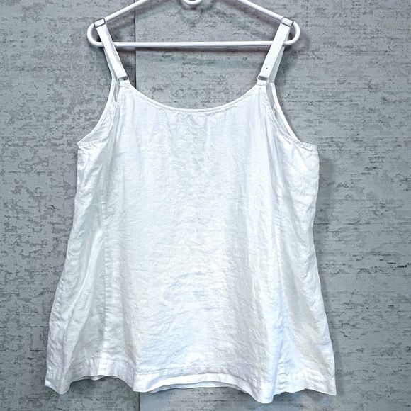 Eileen Fisher 100% Organic Linen Ivory Strappy Sequined Tank Top Sz 2X Beach - Picture 9 of 16